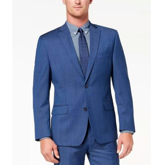 Michael Kors Other - Michael Kors Mens Classic Fit Stretch Wool Blend Two Button Blue Suit Jacket 38R